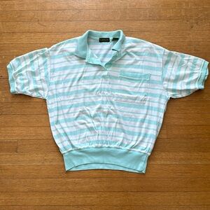 90s preppy polo cropped striped shirt teal Robinson’s 80s
